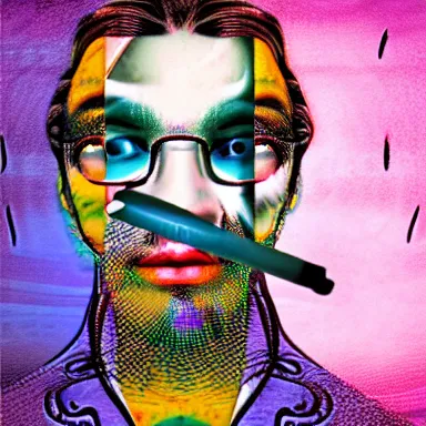 Image similar to portrait of a uncanny artist by Chor Boogie and Salvador Dali collaboration, digital art, mix of aesthetics, close up, high details