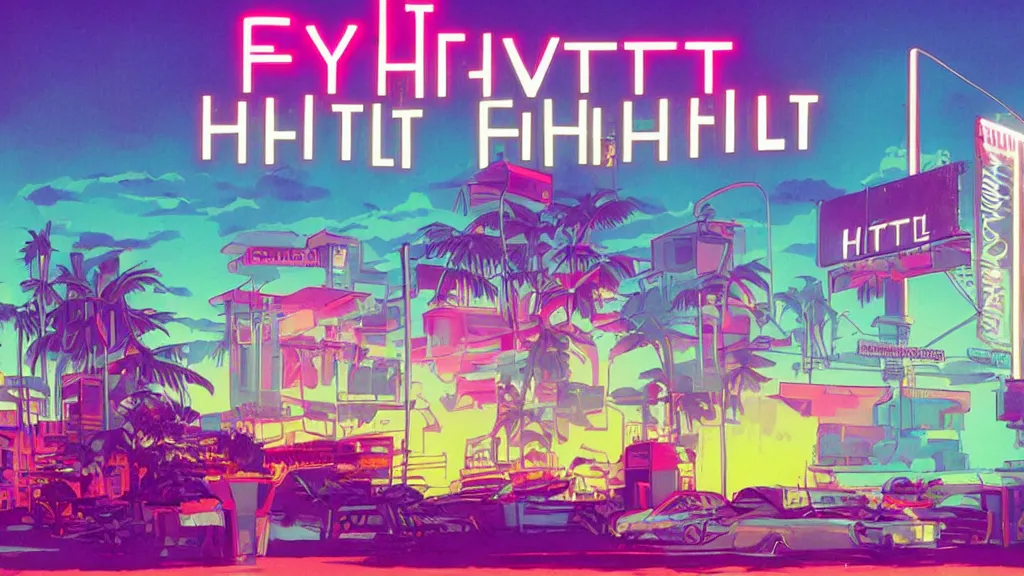 Prompt: synthwave fat hotel