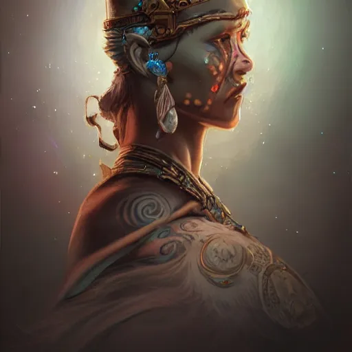 Prompt: a WLOP 3d render of Very very very very highly detailed beautiful mystic portrait of a phantom warrior with galaxy, tattoos by Anton Pieck, intricate, extremely detailed, digital painting, artstation, concept art, smooth, sharp focus, illustration, intimidating lighting, incredible art,