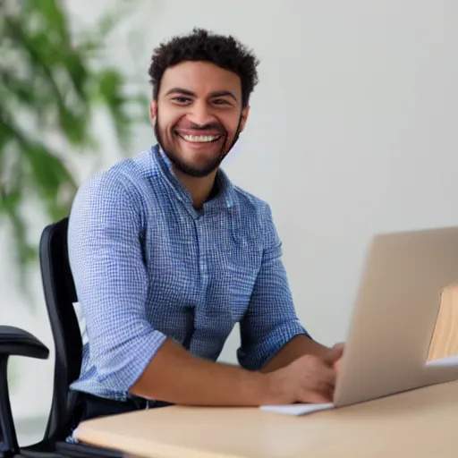 Image similar to smiling software engineer in chair