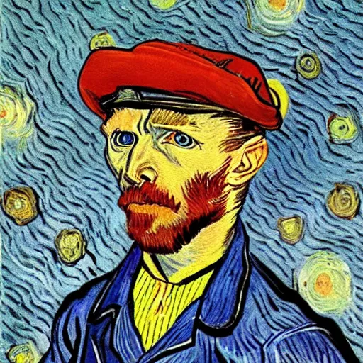 Image similar to communist retarded wolf, van gogh style