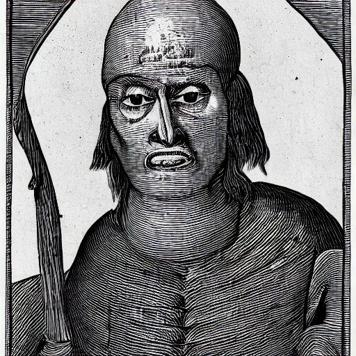 Prompt: Black and white portrait of a very ugly man in the middle ages