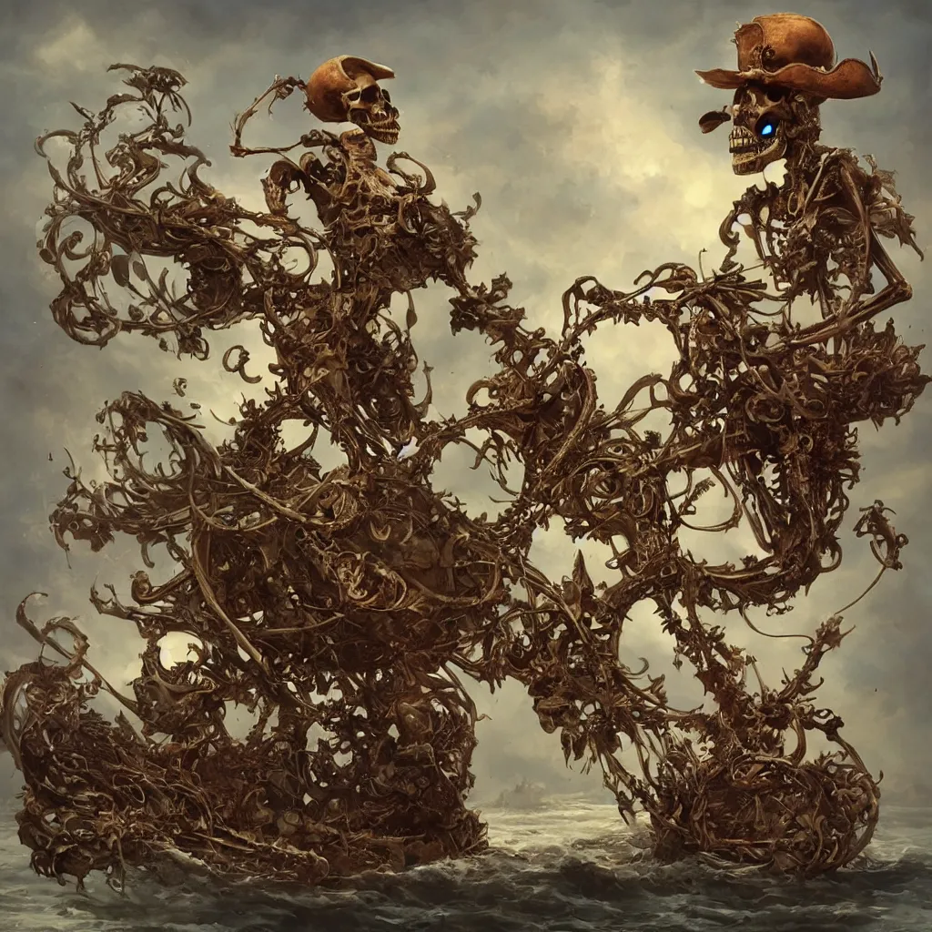 Image similar to pirate skeleton drinking beer by ellen jewett, tomasz alen kopera and Justin Gerard