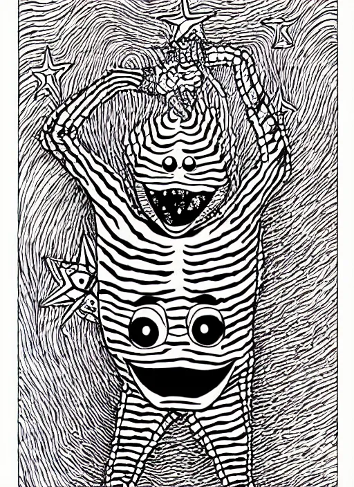 Image similar to junji ito style patrick star, intricate, highly detailed, illustration, art by junji ito, junji ito