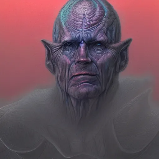 Image similar to a portrait of a character, in the style of wayne barlowe