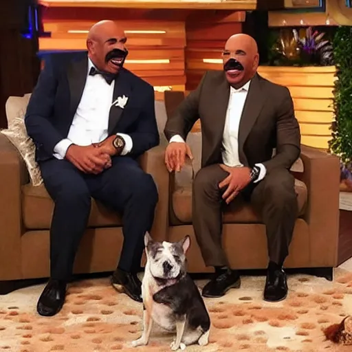 Prompt: a dog with steve harvey's face