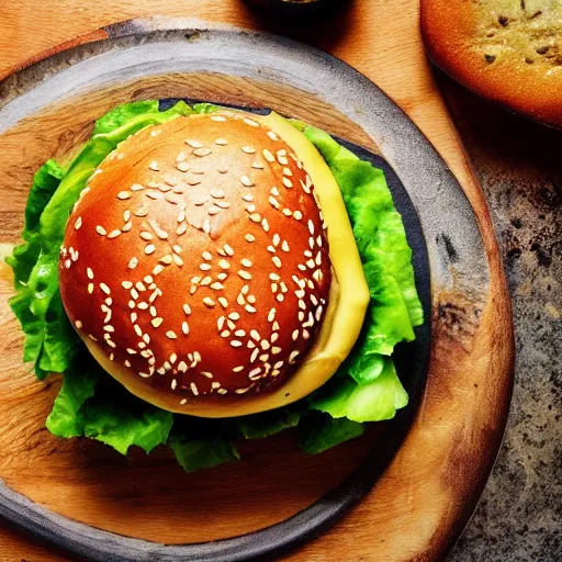 Image similar to a hamburger with a ton of avocdao, 8 k resolution, amazing food photography