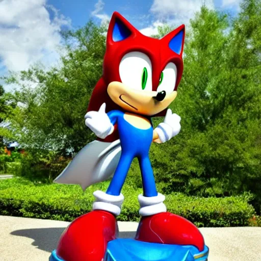 Image similar to a statue of sonic the hedgehog