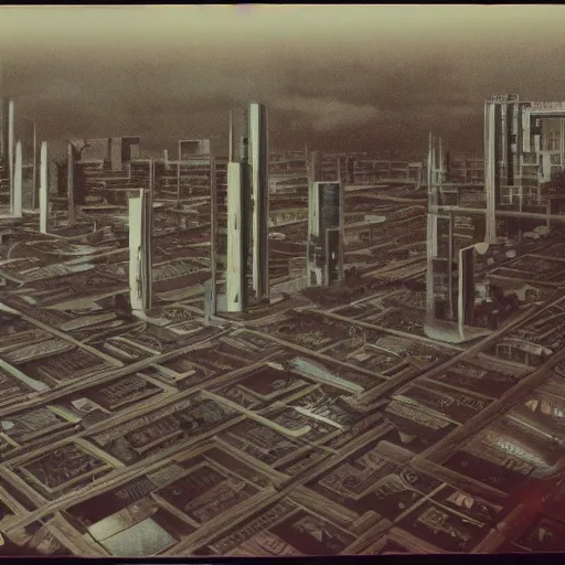 Prompt: vintage photo of a utopian futuristic city
