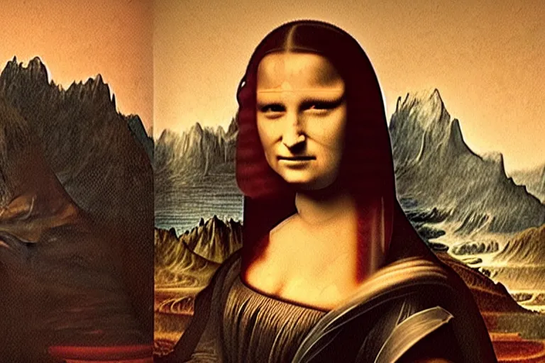 Prompt: Darth vader as mona lisa