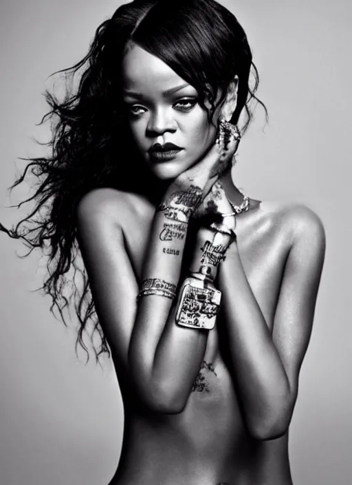 Image similar to rihanna styled by nick knight, annie leibovitz, posing, style, vogue magazine, highly realistic. high resolution. highly detailed. dramatic. 8 k. 4 k.