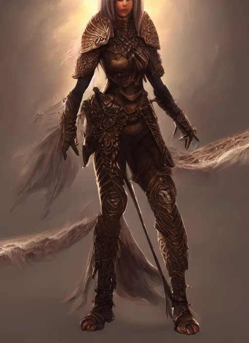 Image similar to a higly detailed airbrush full body portrait of a fantasy character, pinterest, baldur's gate, pathfinder, dynamic lighting, ambient lighting, deviantart, character portrait, vray