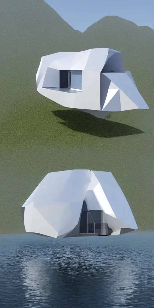 Image similar to a futuristic floating house in the style of yamakazi