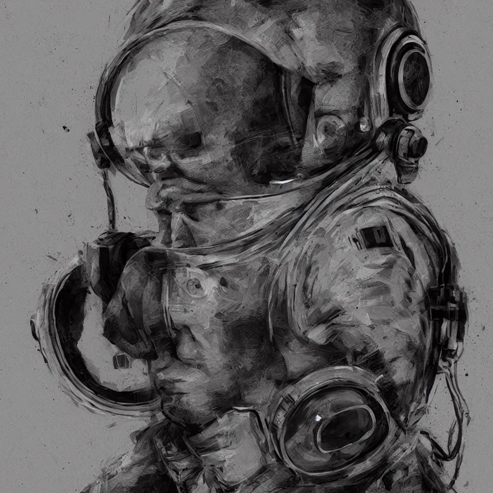 Image similar to a portrait astronaut wearing a headphone, digital painting, digital art, beautiful, cinematic, 4 k, ultra hd, art by ben templesmith