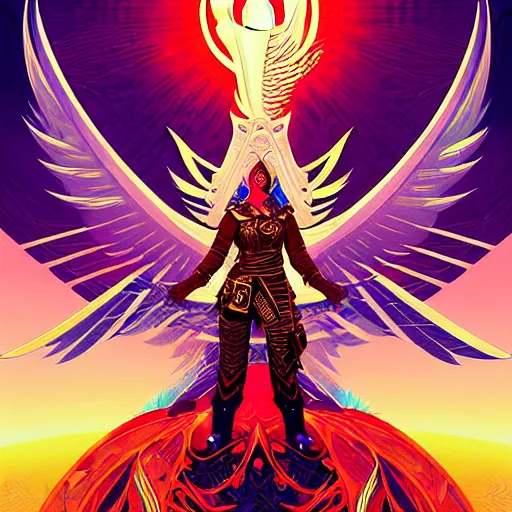 Prompt: guild wars 2, Phoenix, god rays, digital art, high detail by tristan eaton, victo ngai