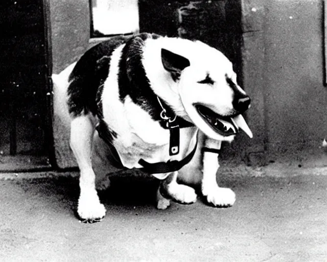 Image similar to a photo of canine karl marx ( karl barx ) as a dog, barking about the failures of capitalism and how the fat cats are creating a rat race of exploitation. how does one write a manifesto with those paws though?