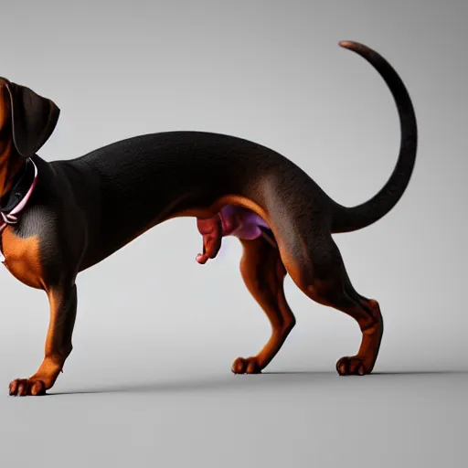 Prompt: Hybrid of a dachshund and a peterbald cat, beautiful, sharp focus, ultra detailed, cgsociety, zbrush, octane render, hyper realistic, 8K