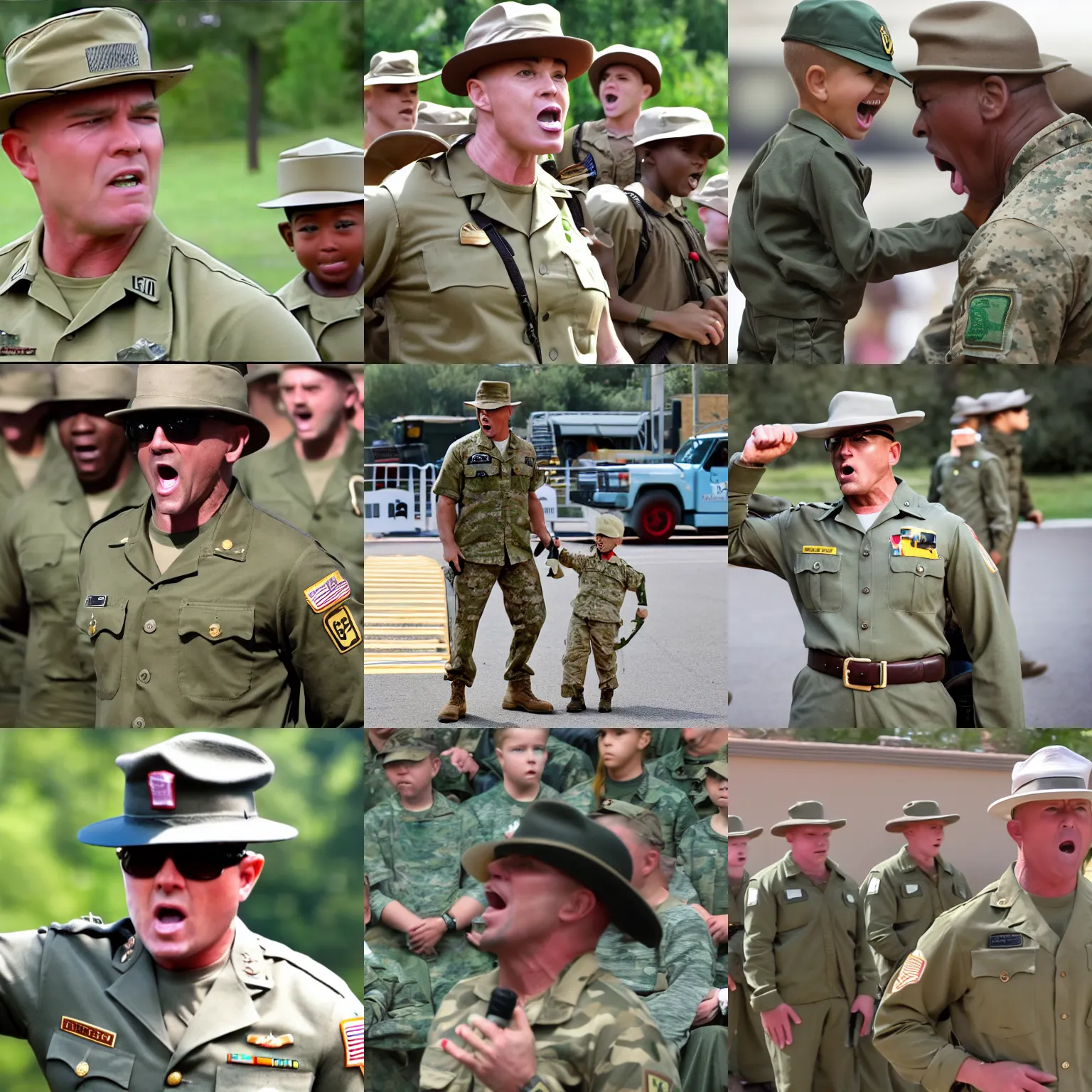 Prompt: drill sergeant yelling at toddlers 8k