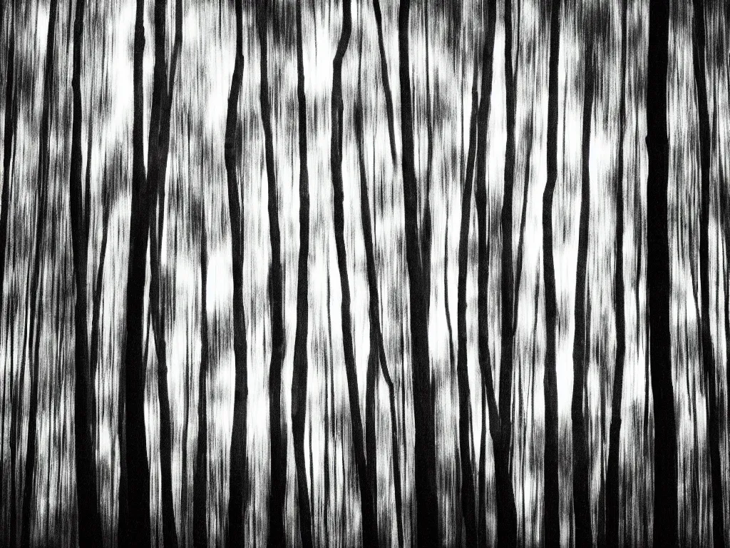 Image similar to double exposure photograph of tens of eucalyptus trees, strong back light, digital glitches, in the style of edward steichen and klee,