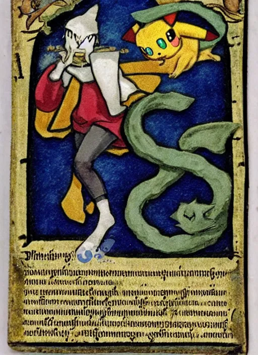 Image similar to a pokemon card from the 1 4 0 0 s