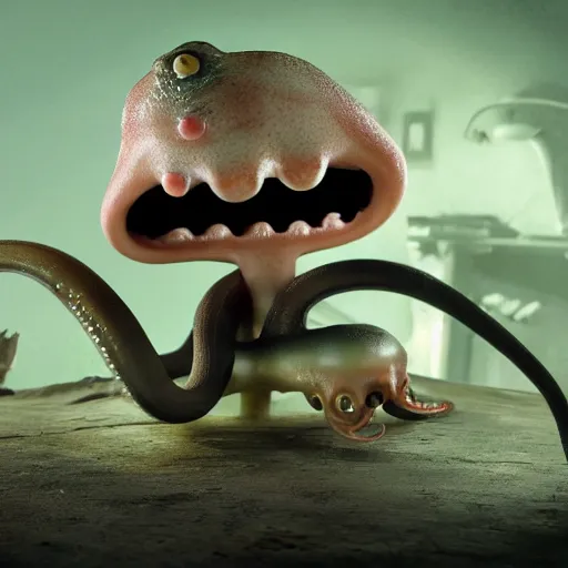 Image similar to hyperrealistic dslr film still of early cuyler squidbillies anthropomorphic squid, stunning 8 k octane comprehensive 3 d render, inspired by istvan sandorfi & greg rutkowski & unreal engine, perfect symmetry, dim volumetric cinematic lighting, extremely hyper - detailed, extremely lifelike attributes & lifelike texture, intricate, masterpiece, artstation, stunning