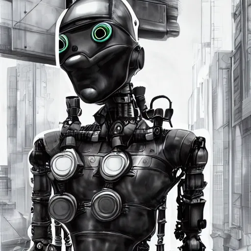 Prompt: photorealistic render, hyper - detailed, of an anarchist robot, cyberpunk, punk, mohawk, riot, anti - establishment, dystopian, sci - fi, urban