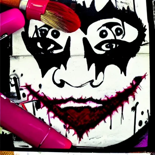 Image similar to joker smile graffiti, anarchy, gotham, crazy, paint brush