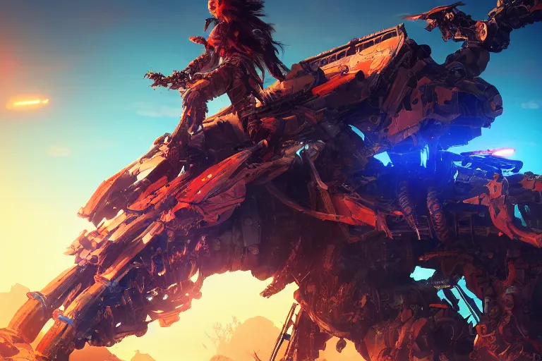 Image similar to ravager machine mecanical creature robot of horizon forbidden west horizon zero dawn radiating a glowing aura global illumination ray tracing hdr fanart arstation by ian pesty and alena aenami artworks in 4 k