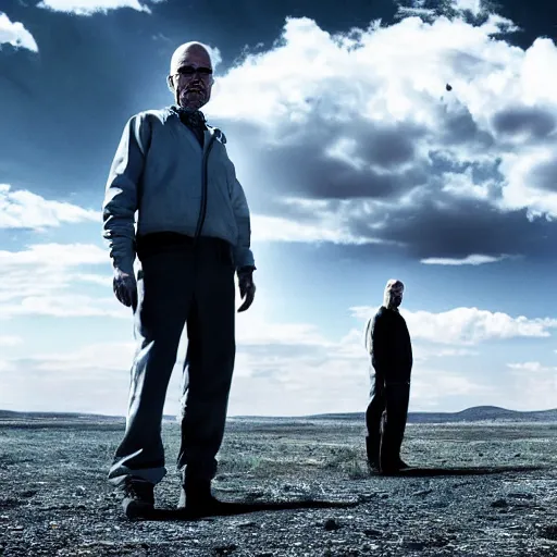 Prompt: breaking bad in futuristic sci-fi world, 4k, realistic, dark