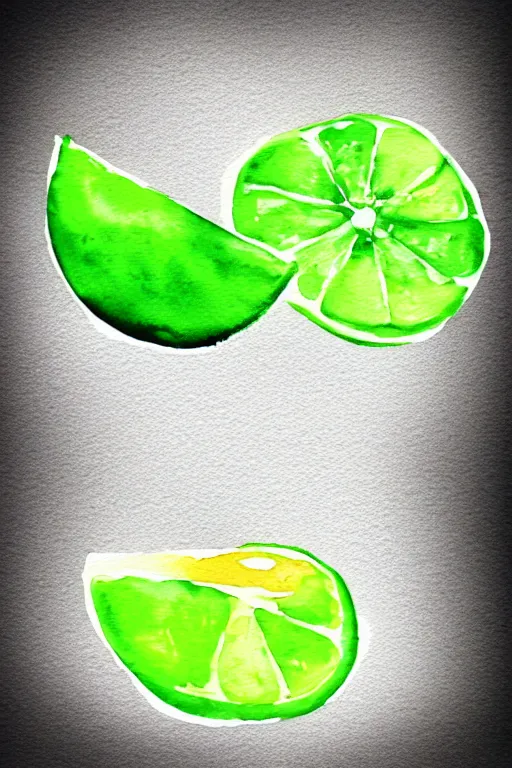 Image similar to minimalist watercolor art of a lime, illustration, vector art