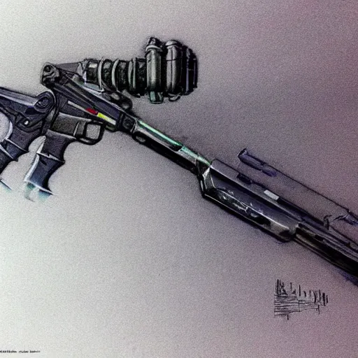 Image similar to Concept art of a sci-fi plasma rifle