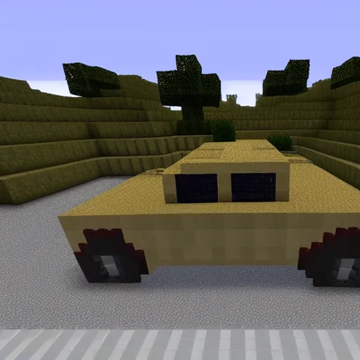 Prompt: A car in Minecraft