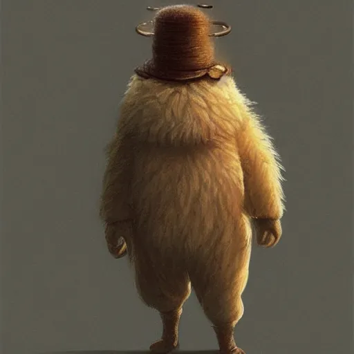 Prompt: A fluffy little humanoid popcorn creature, Graceful body structure,cute,Symmetrical face,highly detailed,elegant,Marc Simonetti and Caspar David Friedrich, Trending on artstation