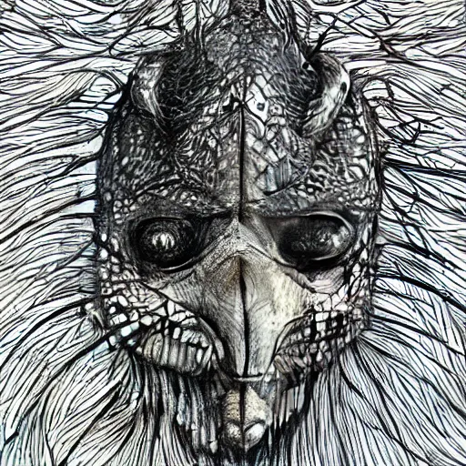 Prompt: surreal creatures drawn in ballpoint pen shading