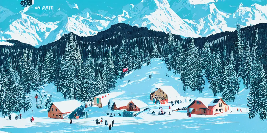 Image similar to poster for a ski resort