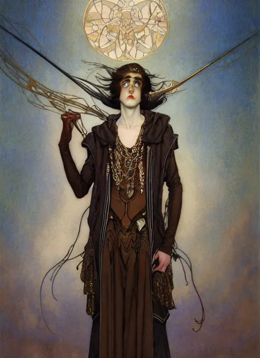 Prompt: edmund dulac, leyendecker, highly detailed portrait, a beautiful androgynous sebastian michaelis, long hair, tall and thin, wearing several pendants, art nouveau, stephen bliss, unreal engine, by greg rutkowski, loish, ferdinand knab, ilya kuvshinov, rossdraws, tom bagshaw, alphonse mucha, global illumination, radiant light