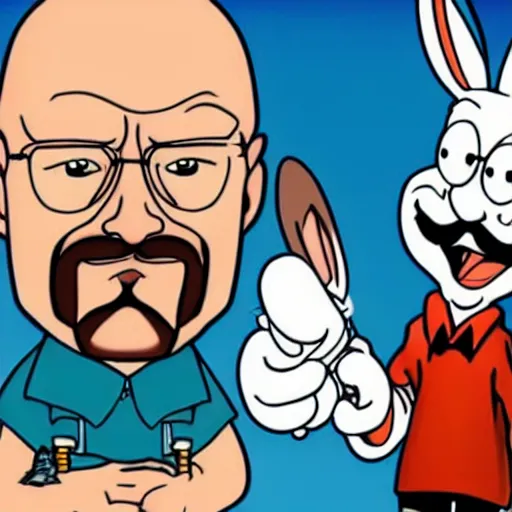 Prompt: Walter White and bugs bunny selfie