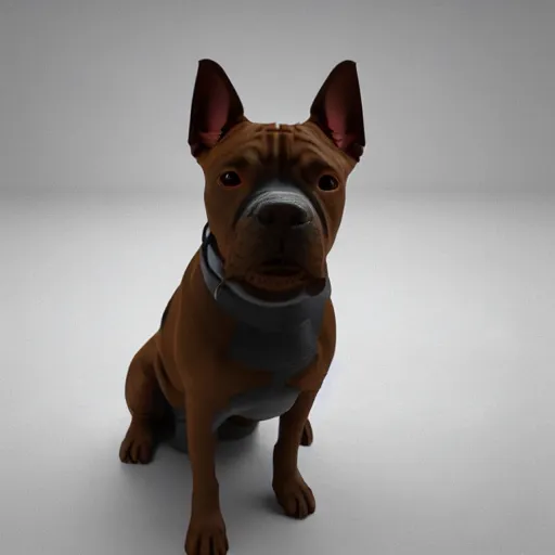 Image similar to 3 d model of a staffordshire terrier, octane render, raytraced