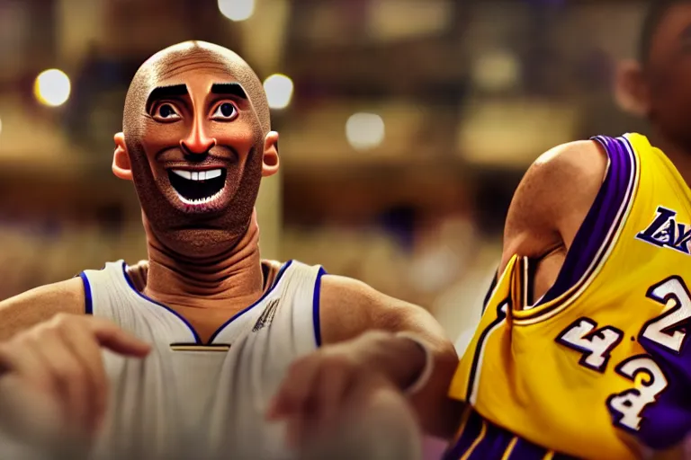 Image similar to cinematic screenshot portrait of a stop motion claymation film about a wacky adventure starring kobe bryant, shallow depth of field, 1 8 mm, f 1. 8