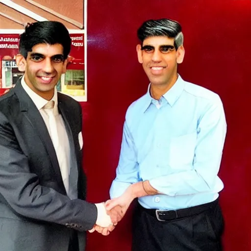 Prompt: Rishi Sunak and Hitler shaking hands