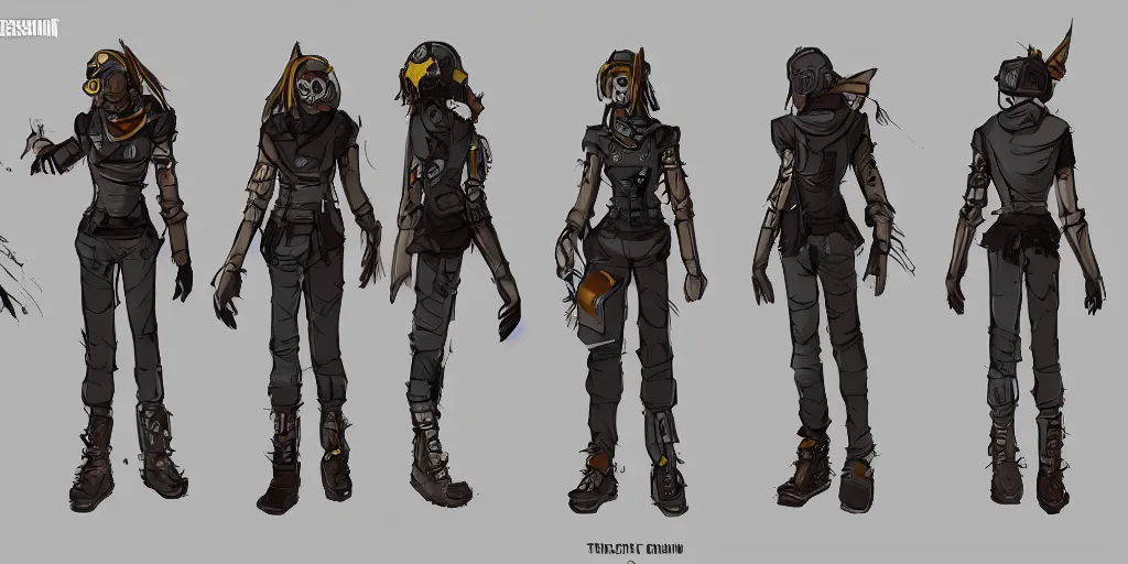 Image similar to solar punk character, character design by tb choi, character turn arounds, character art, character sheet