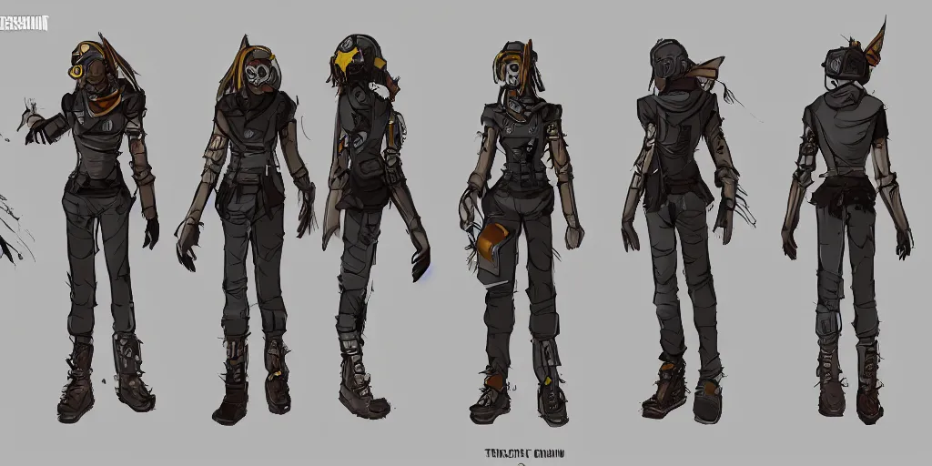 Prompt: solar punk character, character design by tb choi, character turn arounds, character art, character sheet