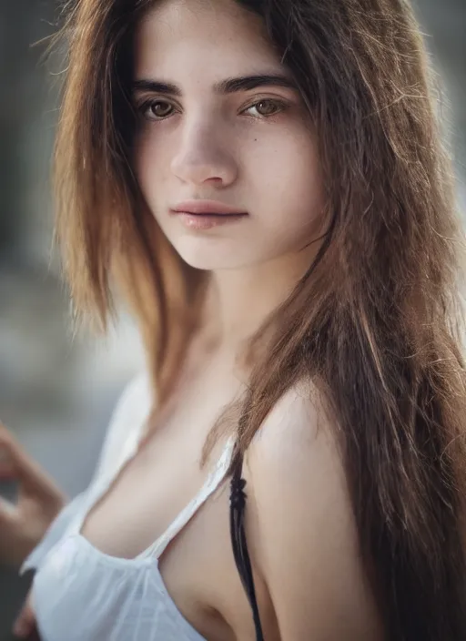 Prompt: portrait of a beautiful 20-year-old Italian woman by Corbin Gurkin, close up, detailed, award winning, Sony a7R