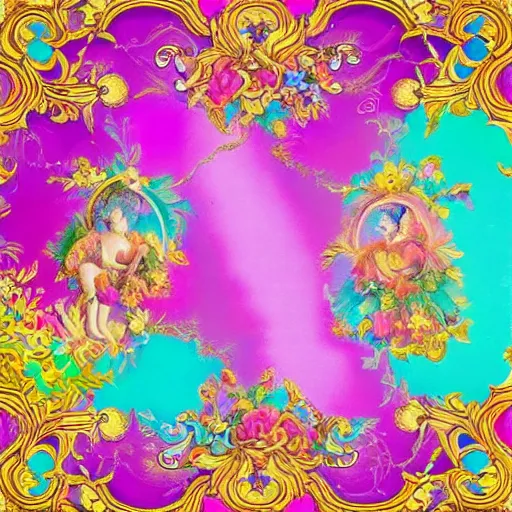 Image similar to Lisa Frank and baroque collaboration