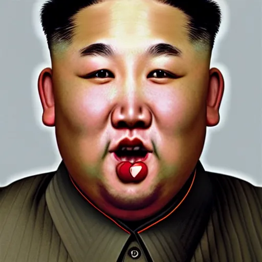 Image similar to A realistic portrait of the love child of Kim Jong Un and Dennis Rodman, by Martin Schoeller