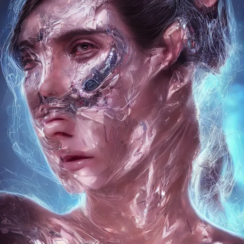 Image similar to a highly detailed photo of very intricate female frontal face portrait, symmetry!!, futurism, rococo cyber neon lighting, detailed futuristic fibonacci jewelry, profile posing, hyper photorealistic, crispy quality, digital photography, trending in pinterest, cinematic, 4 k ultra hd, art by pascal blanche, art by greg rutkowski, art by artgerm,