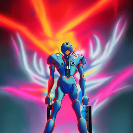 Image similar to john key, neon genesis evangelion art style, anime, colorful