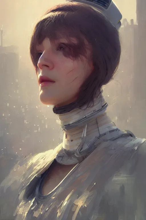 Image similar to The sentimental life of robots , joyful, close-up portrait, intricate, elegant, volumetric lighting, scenery, digital painting, highly detailed, artstation, sharp focus, illustration, concept art, ruan jia, steve mccurry