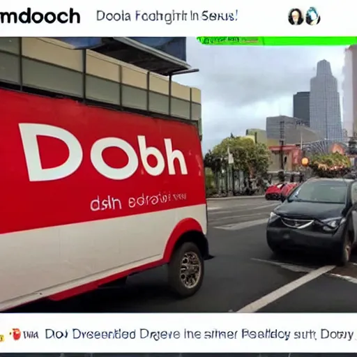 Prompt: social media ad for a food delivery company called 'DoorDash' delivering food in San Fransisco