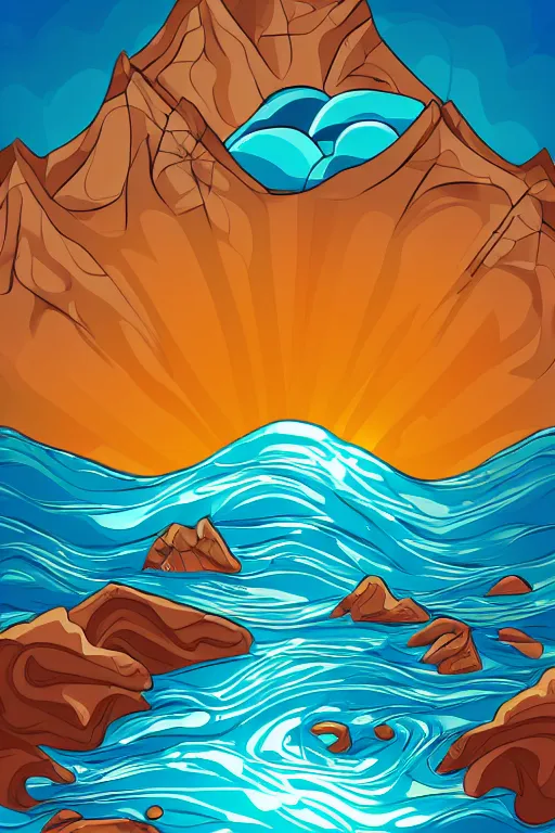 Image similar to sun mountain water illustration vector digital art trending on artstation